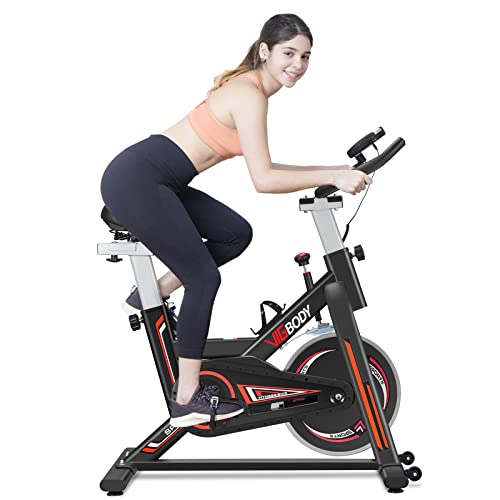 VIGBODY Stationary Exercise Bike Indoor Cycling Bike for Cardio Workout, with Comfortable Seat Cushion, LCD Monitor for Home Training Proform Bike