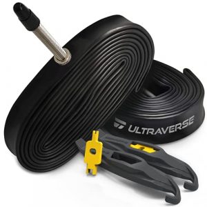 Ultraverse Bike Inner Tube for 700x23-25c, 28 inch Bicycle Wheel Sizes with 48mm Presta Valve - Butyl Rubber Tubes for Road and Gravel Bikes - 2 Tubes with 2 tire levers Included