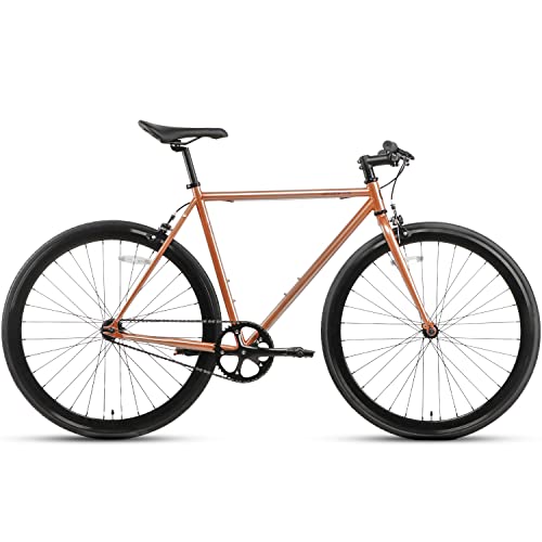 AVASTA Single-Speed Fixed Gear Urban Commuter Bike for Women and Men,Light weihgt Unisex Fixie Bike,Flat Handlebar and Flip Flop Hub City Road Bike,58 Orange
