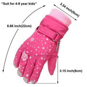 Aniywn Kids Warm Gloves Waterproof Kids Ski Snow Snowboard Gloves Cold Weather Thermal Gloves for Boys Girls 4-9 Years