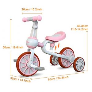 3 in 1 Kids Tricycle Gift,Baby Balance Bike for 2+ Years Old with Training Wheels for Toddler Tricycles Baby Bike Trike