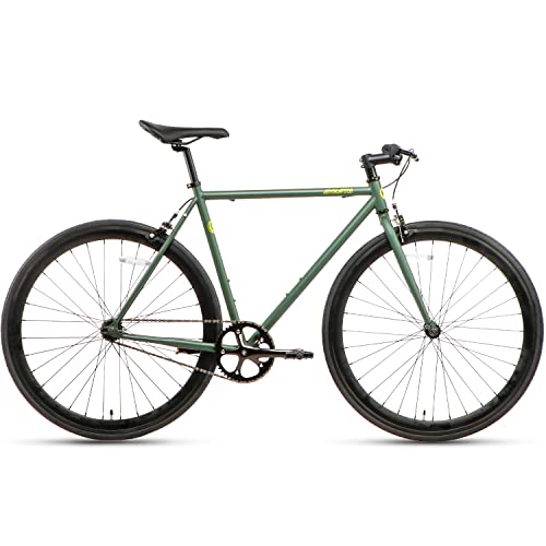 AVASTA Single-Speed Fixed Gear Urban Commuter Bike for Women and Men,Light weihgt Unisex Fixie Bike,Flat Handlebar and Flip Flop Hub City Road Bike,58 Green