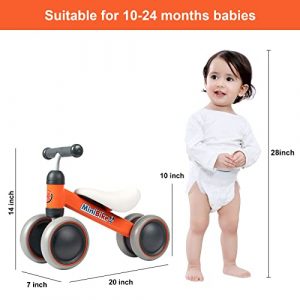 YGJT Baby Balance Bikes for 1-2 Year Old Girls Boys Baby Ride-on Toys Toddler Walker Bicycle for 12-24 Months 1st Birthday Gift, Orange