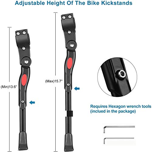 ZOSEN Adjustable Bicycle Kickstand, Bike Side Support Kick Stand for 22 24 26 Inch Mountain Bike and 700 Road Bike