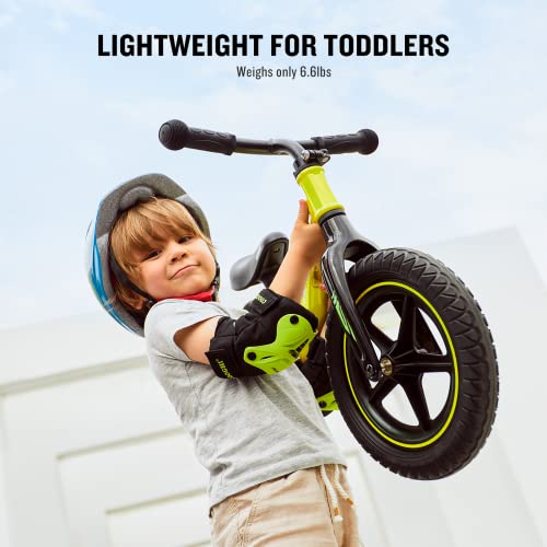 COOGHI Balance Bike - One-Piece Magnesium Alloy Frame, Rubber Foam Tires Toddler Bike, Lightweight for Ages 2-6 Year Old Boys Girls - Kids Training Bicycle with Footrest, Lemon
