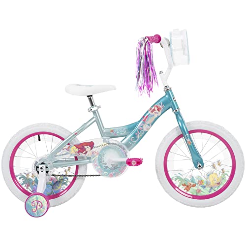 Disney Little Mermaid 16” Girl’s Bike by Huffy – with Training Wheels, Bag and Streamers