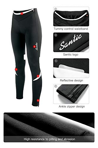Santic Women's Cycling Windproof Pants with 4D Padded Bicycle Fleece Lined Leggings