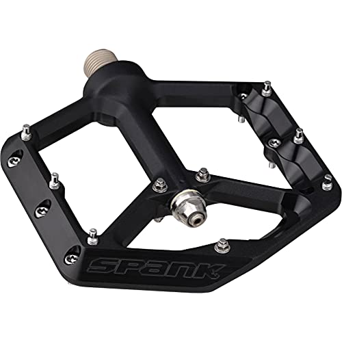 Spank OOZY Pedals (Black, 100x100mm) Mountain Bike Pedals, Hollow Taper Stainless Steel Pedals, 18 Preassembled Pins, Pedals for Mountain Biking, ASTM 5, All mountain, enduro, trail, E-Bikes