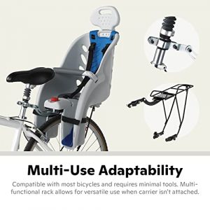 Schwinn Deluxe Bicycle Mounted Child Carrier/Bike Seat For Children, Toddlers, and Kids, 3-Point Harness, Adjustable Headrest, Padded Crossbar