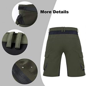 Ally Mens Mountain Bike Shorts Padded MTB Shorts Baggy Cycling Bicycle Bike Shorts with Padding Wear Relaxed Loose-fit (Green, Large)
