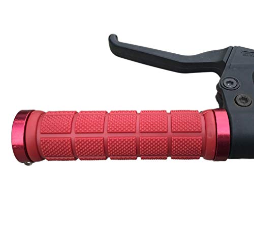 Platt Bike Handlebar Grips Rubber Comfortable Bicycle Handle Grip for MTB/BMX with Plastic End Caps,Red