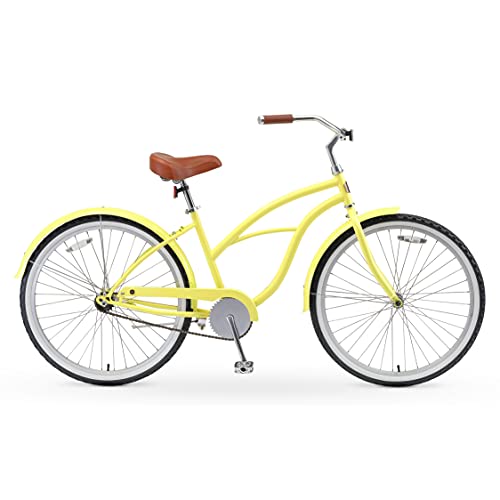 A/O Amelia Single Speed Beach Cruiser Bicycle, Yellow One Size