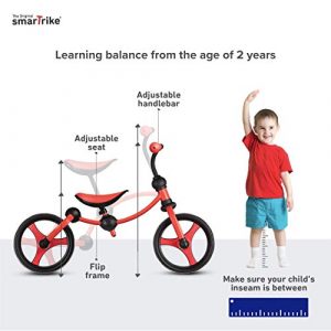 smarTrike Toddler Balance Bike - Lightweight & Adjustable Kids Balance Bike, Red (105-0100), Small