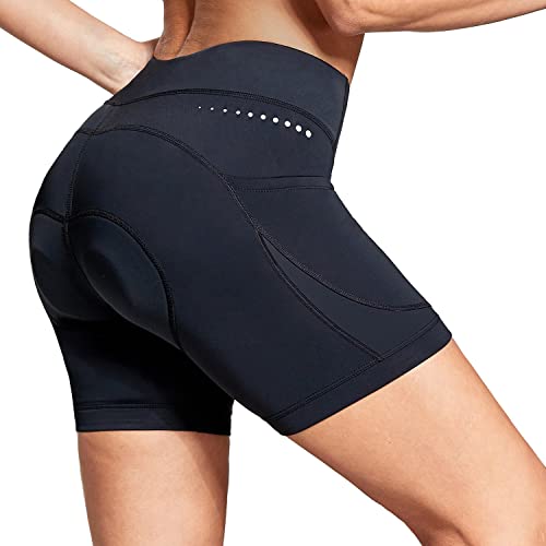 BALEAF Women's 5" Bike Shorts 4D Padded Pockets Bicycle Cycling Underwear Mountain Bike Liner Spin Gel UPF50+ Black L