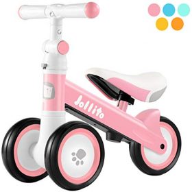 Jollito Baby Balance Bike, Adjustable Toddler Baby Bicycle 12-24 Months with 3 Silent Wheels, No Pedal Toddlers Walker Bike Riding Toy for 1 Year Old Boys Girls, Best Birthday Gift