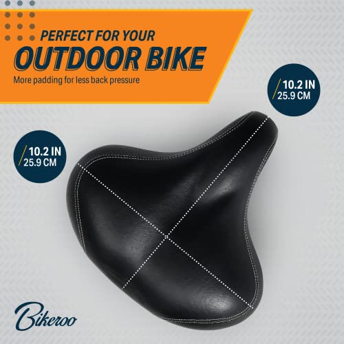 Bikeroo Comfortable Bike Seat Cushion for Men & Women - Compatible with Peloton, Exercise or Road Bikes - Bicycle Saddle Replacement Seats with Extra Wide Comfort