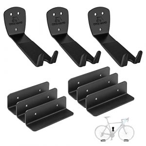 BIKEHAND Bike Bicycle Cycling Pedal Wall Mount Hangers - Heavy Duty Indoor Storage Stand Hook Rack - Store Your Road, Mountain or Hybrid Bikes in Garage or Home - Pack of 3