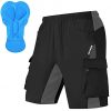 Men's Mountain Bike Shorts 3D Padded Bicycle MTB Shorts Loose-fit Lightweight MTB Cycling Shorts(Black M)
