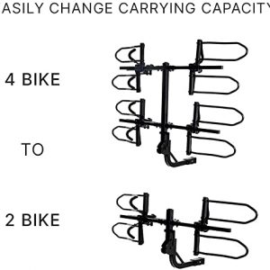 KAC K4 2” Hitch Mounted Rack 4-Bike Platform Style Carrier for Standard, Fat Tire, and Electric Bicycles - 4 Bikes X 60 lbs (240 lbs Total) Heavy Weight Capacity - Smart Tilting