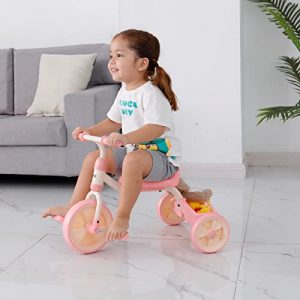Toddler Tricycles for 10 Month to 3 Years Old Boys Girls, Baby Balance Bike Outdoor Riding Toys with Storage Bin (Pink)