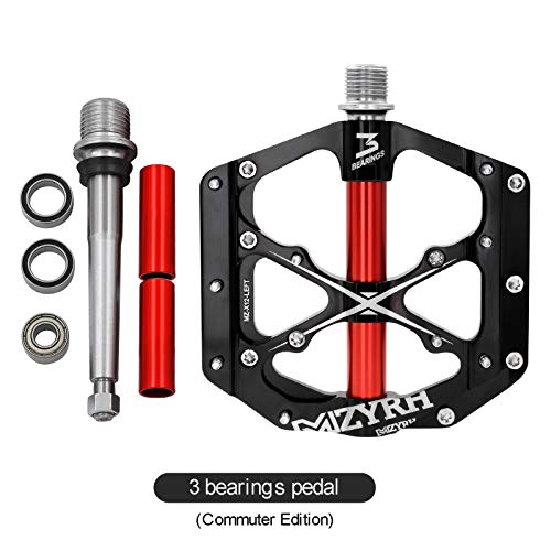 MZYRH Mountain Bike Pedals Non-Slip Alloy Flat Pedals 9/16" 3 Bearing for Road BMX MTB Fixie Bikes