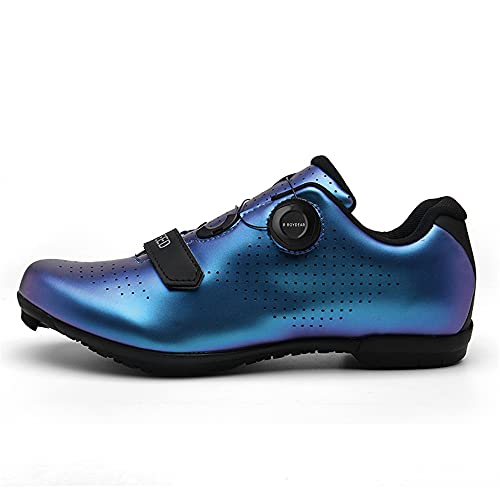 Mens or Womens Road Bike Cycling Shoes Indoor Bike Shoes Compatible SPD Cleats Riding Shoe Outdoor Size Men's 6.5/Women's 8.5 Gradient Blue