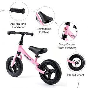 Toddler Balance Bike for 2-4 Year Old Girls, Baby Riding Toys with Adjustable Seat, Lightweight & Sturdy, No Pedal Bicycle, Gift for Baby Girls Birthday, Christmas, Halloween