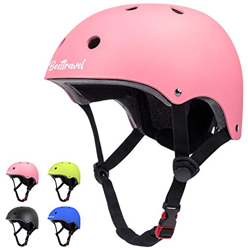 Besttravel Kids Helmet, Toddler Helmet Adjustable Toddler Bike Helmet Ages 3-8 Years Old Boys Girls Multi-Sports Safety Cycling Skating Scooter Helmet- Pink