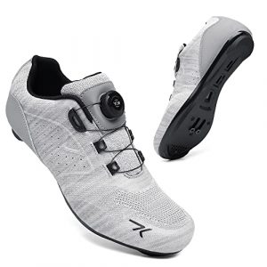 Unisex Cycling Shoes Compatible with Peloton Bike Road Biking Shoes Men's Peleton Bicycle Indoor Riding Spin Shoes with Look Delta Cleats for Men and Women SPD Clip On Spining (Silver, M8.5)