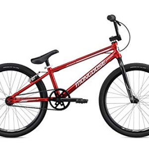Mongoose Title 24 BMX Race Bike with 24-Inch Wheels in Red for Beginner or Returning Riders, Featuring Lightweight Tectonic T1 Aluminum Frame and Internal Cable Routing