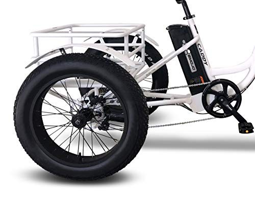 Emojo Caddy Pro/Caddy Élecṭrīc ṭrīcycle 48V 500W with 24 Inch Fat Tire Best Élecṭrīc ṭrīke with Rear Basket Cargo for Heavy Carrying (Caddy Pro in White)