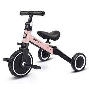 XJD 3 in 1 Kids Tricycles for 10 Month to 3 Years Old Kids Trike Toddler Bike Boys Girls Trikes for Toddler Tricycles Baby Bike Infant Trike with Adjustable Seat Height and Removable Pedal (Pink)