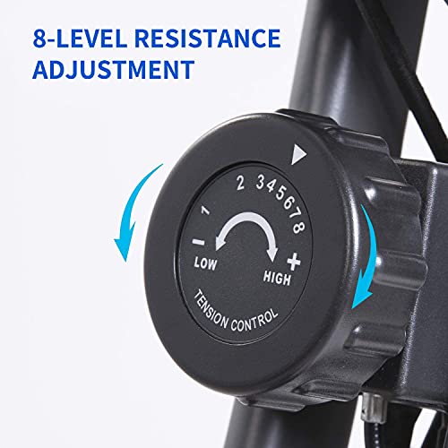 Exercise Bike-Indoor Cycling Stationary Bike Folding Magnetic Upright Bike Recumbent 3-in-1 Fitness Bike with Pulse Sensor for Adult Teenager Woman LCD Monitor and Arm Resistance Bands Suitable for Home Use