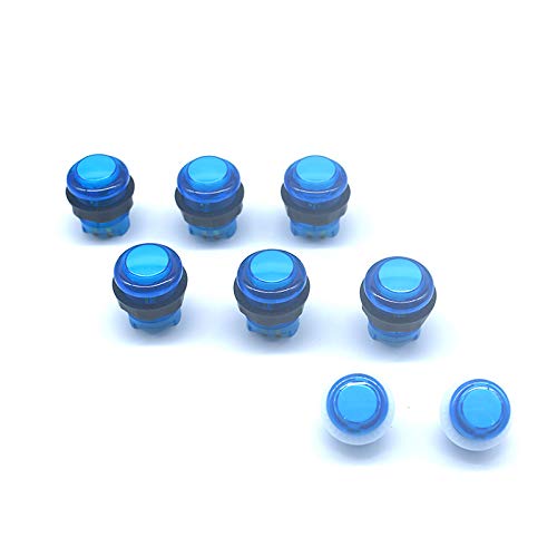 Arcity 8 Pcs Arcade LED Push Buttons Illuminated Light 6 × 30mm Buttons + 2 × 24mm Buttons with Built-in Microswtich for Arcade Machine Video Game Console DIY Jamma MAME Raspberry Blue New