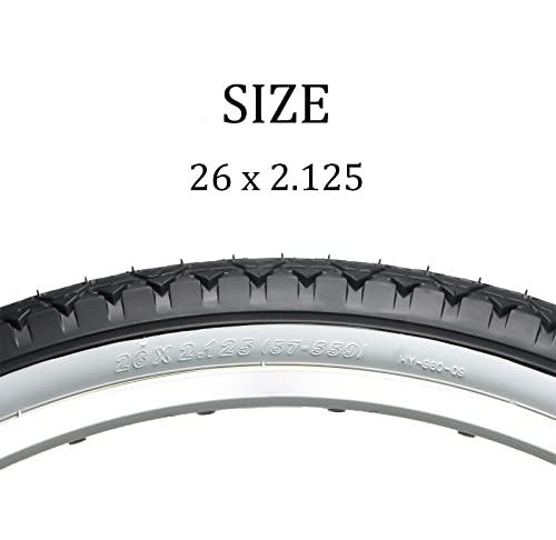 Hycline Bike Tire,26"x2.125"Folding Replacement Tire for Beach Cruiser Bicycle-Whitewall
