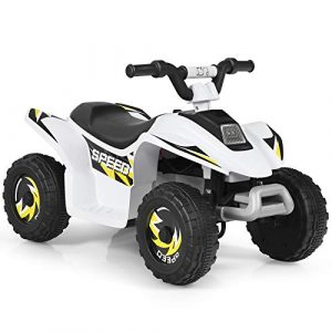 Costzon Ride on ATV, 6V Battery Powered Electric Quad, High/Low Speeds, Forward/ Reverse Switch, Rear Wheeler Motorized Ride On Mini Vehicle Car for Toddlers Boys Girls (White)