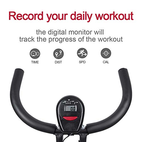 Foldable Exercise Bike Foldable Magnetic Upright Bike with 8 Resistance Levels, Cardio-Training Bike Indoor Cycling Bike for Adults