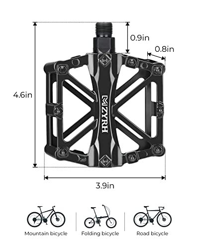 kemimoto Mountain Bike Pedals MTB Bicycle Flat Pedals, 9/16'' CNC Aluminum Durable Sealed Bearing for Most Bikes BMX MTB Enduro Downhill Trail (Two Pack)