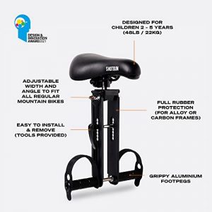 SHOTGUN Kids MTB Child Seat and Handlebar Accessory Combo Pack - Complete Set | Front Mounted Bicycle Seats for Children 2-5 Years (up to 48 Pound) | Compatible with All Adult MTB