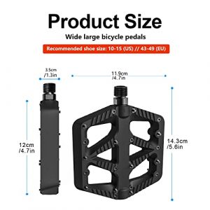 XLGY MTB Pedals Flat Ergonomic Curved Wide Platform Bicycle Pedals Non-Slip Lightweight Nylon Fiber Mountain Bike Pedals 9/16