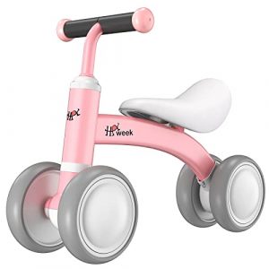 Baby Balance Bike Cute Toys for 1 Year Old Boys and Girls 12-36 Months Toddler Bike Baby Walker Riding Gifts for Boys Girls No Pedal Infant 4 Wheels Baby's First Birthday Gift (Pink)