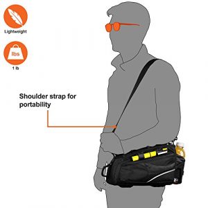 BV Bike Commuter Carrier Trunk Bag with Velcro Pump Attachment, Small Water Bottle Pocket & Shoulder Strap