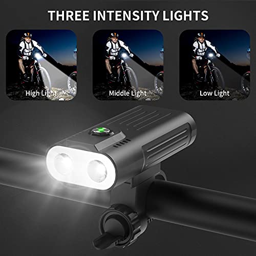 HooYok Bike Lights for Night Riding Front and Back, 1,200 Lumen Rechargeable Bicycle Light with Power Bank Function, Bike Headlight and Taillight Set for Road, Mountain, Commuter Bicycles