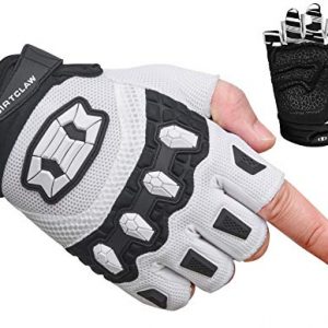 Seibertron Dirtclaw Youth BMX MX ATV MTB Road Racing Mountain Bike Bicycle Cycling Off-Road/Dirt Bike Gel Padded Anti - Slip Palm Fingerless Gloves Motorcycle Motocross Sports Gloves White XS