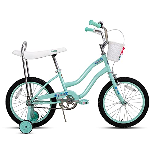 JOYSTAR 18 Inch Girls Bike for Kids Ages 5-9 Years Kids Cruiser Bike with Handbrake and Coaster Brakes Classic Frame Shape with Low Stand-Over Height Kickstand Included Green