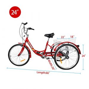Max4out Adult Tricycles 7 Speed, Adult Trikes 24/26 inch 3 Wheel Bikes, Three-Wheeled Bicycles Cruise Trike with Shopping Basket for Seniors, Women, Men.