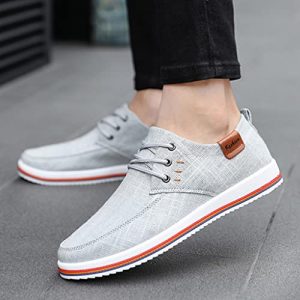 Men's Canvas Shoes-RQWEIN Korean Fashion Casual Shoes Sports Shoes Outdoor Sneakers Daily Shoes Casual Board Shoes Grey