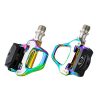BESTYMXY Bike Pedals Road Bike Pedals Compatible with Shimano SPD-SL, Ultralight Electroplated Color Pedals + Cleat Set + Cleat Covers, 3 in 1
