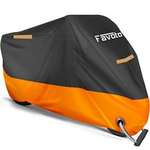 Favoto Motorcycle Cover 96.5 inches Length All Season Universal Weather Waterproof Sun Outdoor Protection Durable Night Reflector with Lock-Holes & Storage Bag Motorbike Vehicle Cover