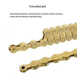 Mimoke Bicycle Chain 6/7/8-speed 1/2 x 3/32 inch 116 Links Rustproof (Gold)